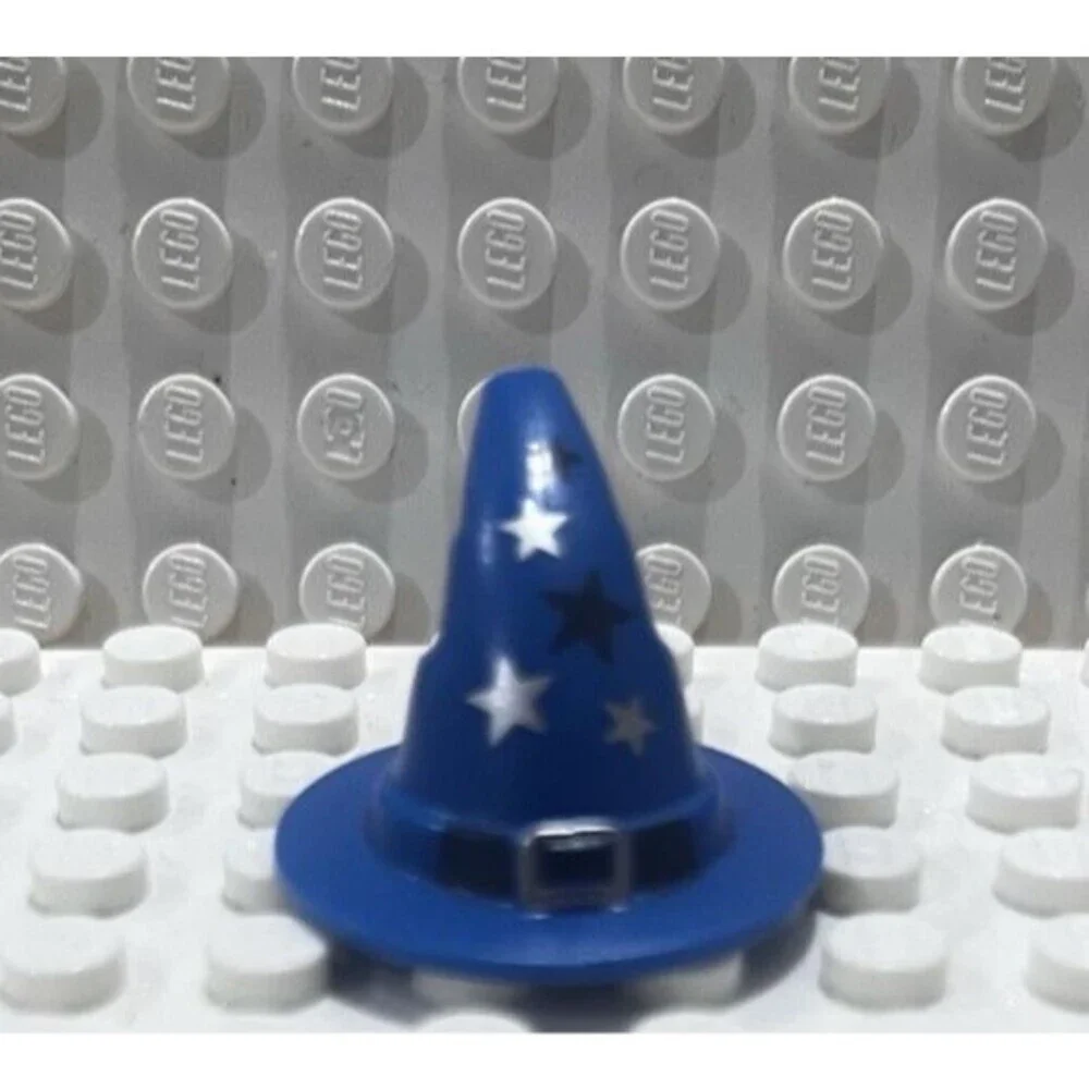 Lego Minifigure Wizard/Witch Hat With Silver Buckle And Stars